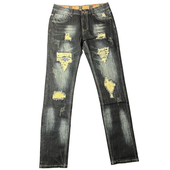 Men's Distressed Blue Jeans - Picture 1 of 3